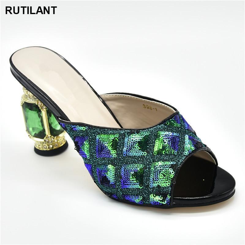 

Latest Decorated with Rhinestone Italian High Heels Autumn Slipper for Wedding Women Luxury 2020 Rhinestone Wedding Party Shoes1, Gold