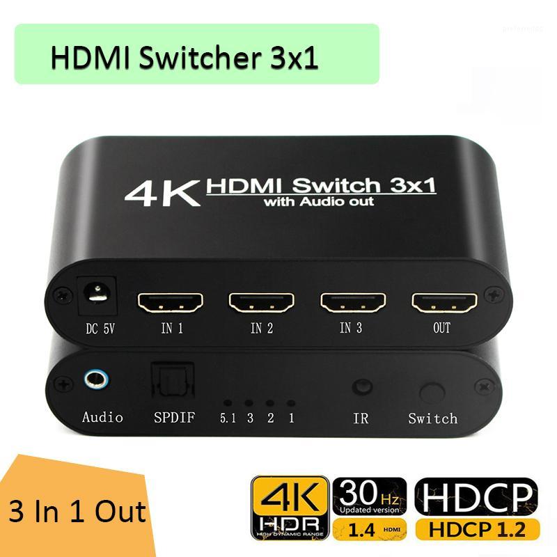 

1080P TO Switcher 3x1 3 In 1 Out 4K Audio Extractor with Remote Audio In SPDIF Out for TV PC Projector Camera1
