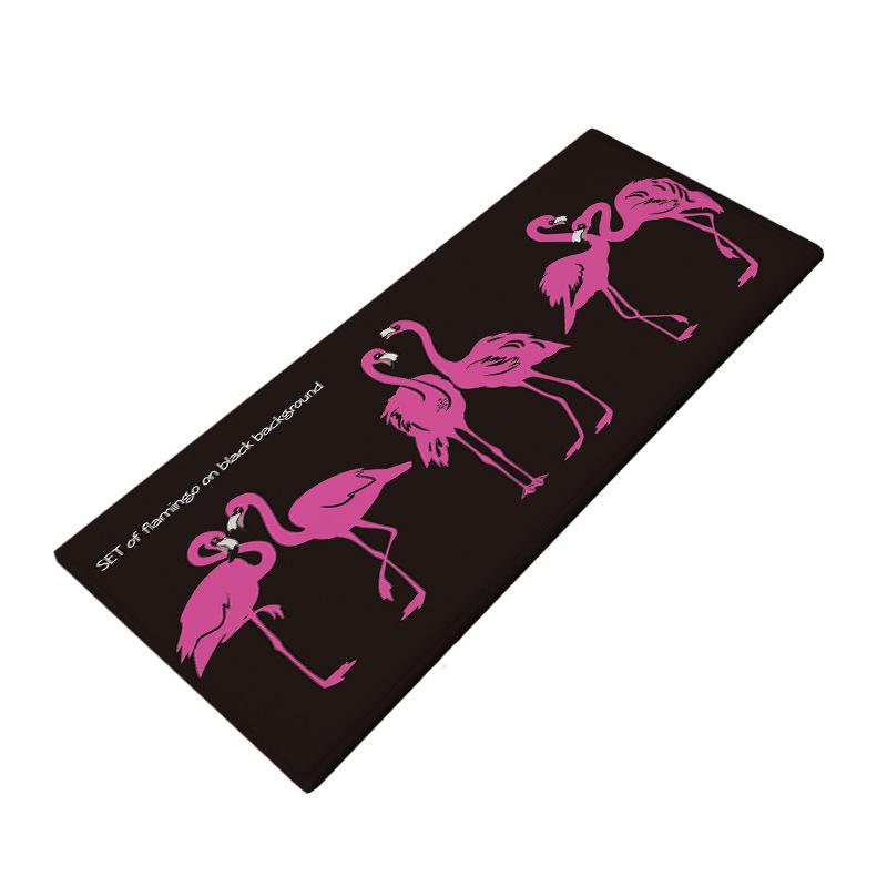 

QNBHR Thick carpet Cartoon black background flamingos style On the surface of flannel material Anti-slip granules, Black flamingos