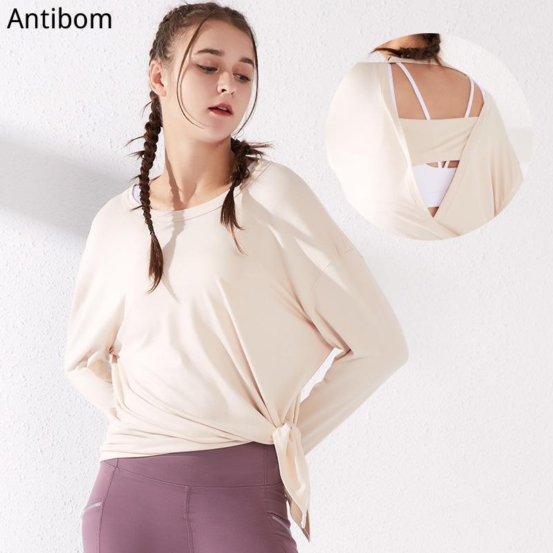 

Antibom Womens Workout Yoga Shirts Long Sleeve Running Clothes Quick Dry Hollow Exercise Breathable Sports Wear1, Black