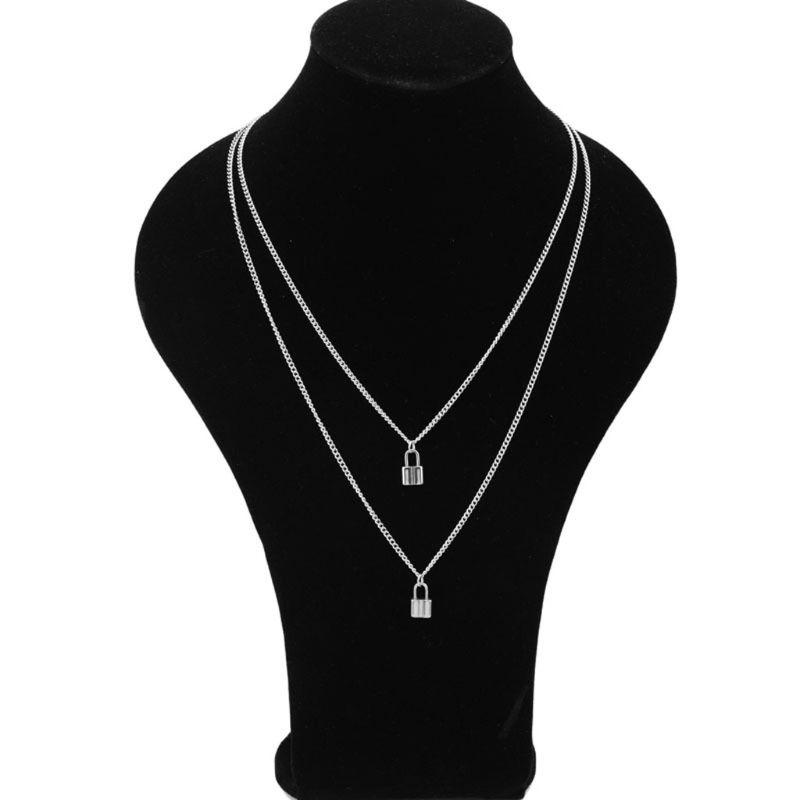 

Chokers Mini PadLock Pendant Necklace Titanium Rolo Cable Chain Fashion Jewelry