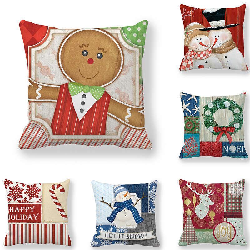 

Happy New Year 2021 Merry Christmas Decorations for Home Decor Navidad Natal Christmas Ornaments Snowman Cushion Cover 45x45cm