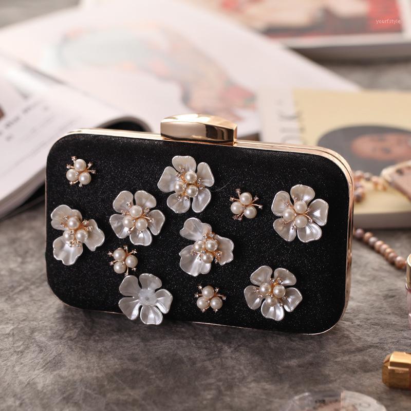 

Clutch Bride Ladies Evening Bags New Fashion Flower Pearl Chain Crossbody Bags Women Gold Bling Small Wedding Handbag Purse1, Apricot