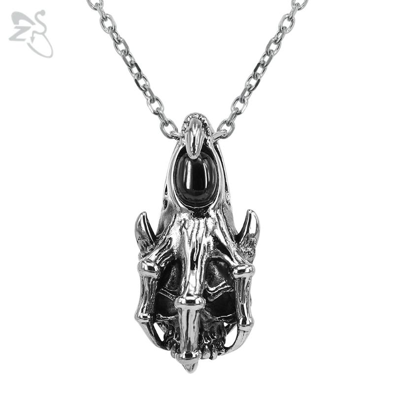 

Ghost Paws Necklace Pendant Punk 316L Stainless Steel Chocker Claw Collier Black Stone For Mans Women Chains Necklace Jewelry