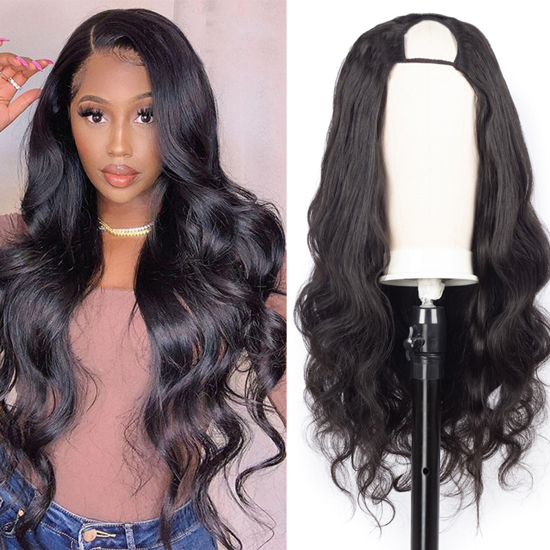 

Body Wave U Part Wig Human Hair Wigs Brazilian Body Wave Remy Hair 150 Density 2x4 inch Glueless Human Hair Wigs Fast-installing Wigs, Natural color