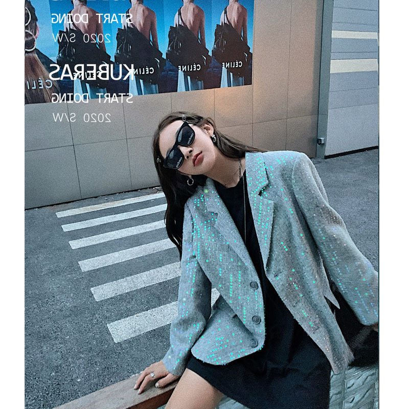 

Blingbling Colored Western Style for Female Autumn Blazer Winter Clothing Luxury Street Designer Wear 5wj3, Celandine green.