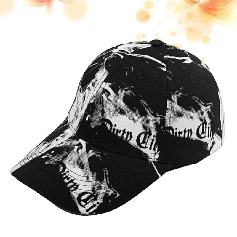 

1Pc Adjustable Peaked Cap Creative Ink Painting Graffiti Hat Fashion Baseball Cap All-match Sunhat Headwear for Women Men (Black1, White