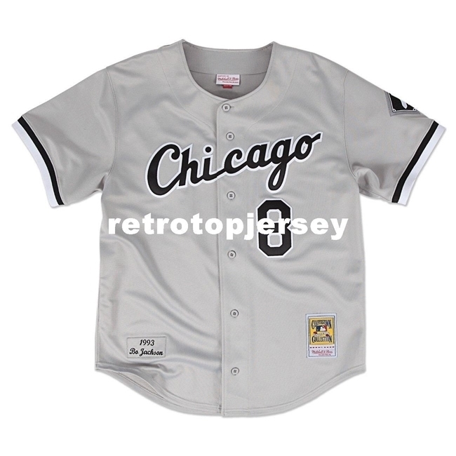 

Bo Jackson Chicago #8 Mitchell & Ness Retro 1993 Button Up Jersey, Black;blue