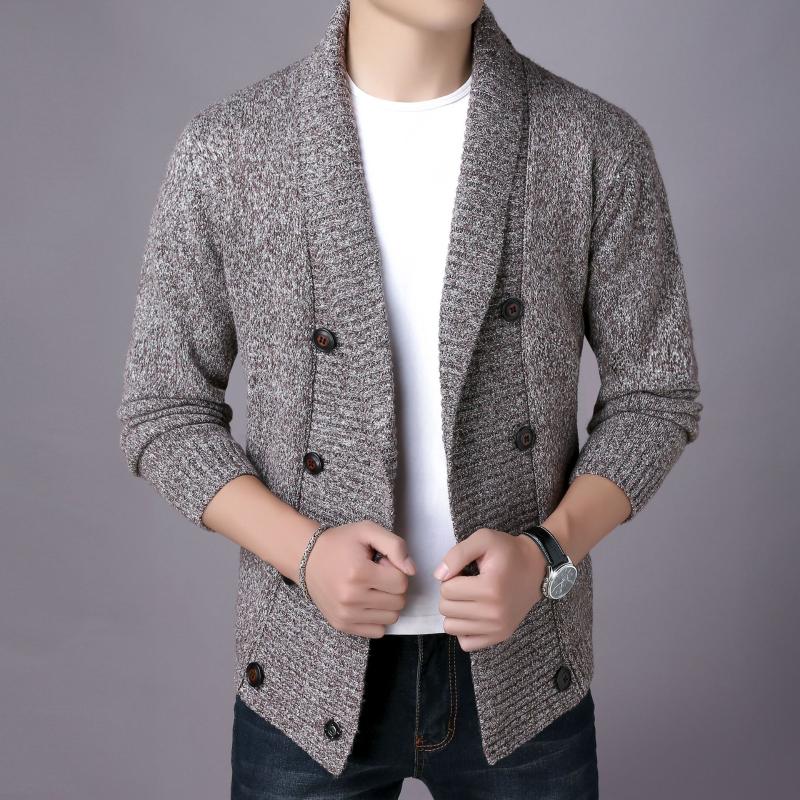 

Long Sleeve Knitted Warm Sweaters Cardigan Cardigan Male Winter Casual Christmas Sweater Solid Embroidery Buckle, Black