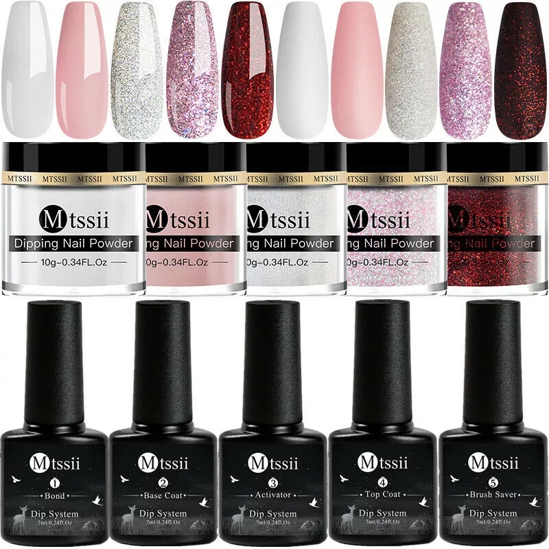 

Nail Glitter Dipping Powder Set 10g Holographics Glittery Dust Natural Dry Dippping System Kit