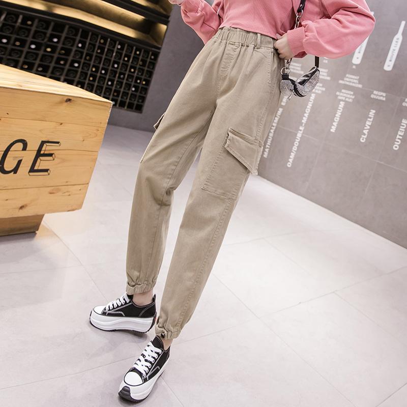 

Han edition foot trousers nine points to film new winter slacks tall waist beam bloomers overalls female foot, Black