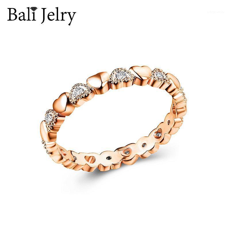 

Cluster Rings Bali Jelry Fashion 925 Silver Women Ring Jewelry Heart-shaped Zircon Gemstone Rose Gold Accessories For Wedding Engagement, Golden;silver