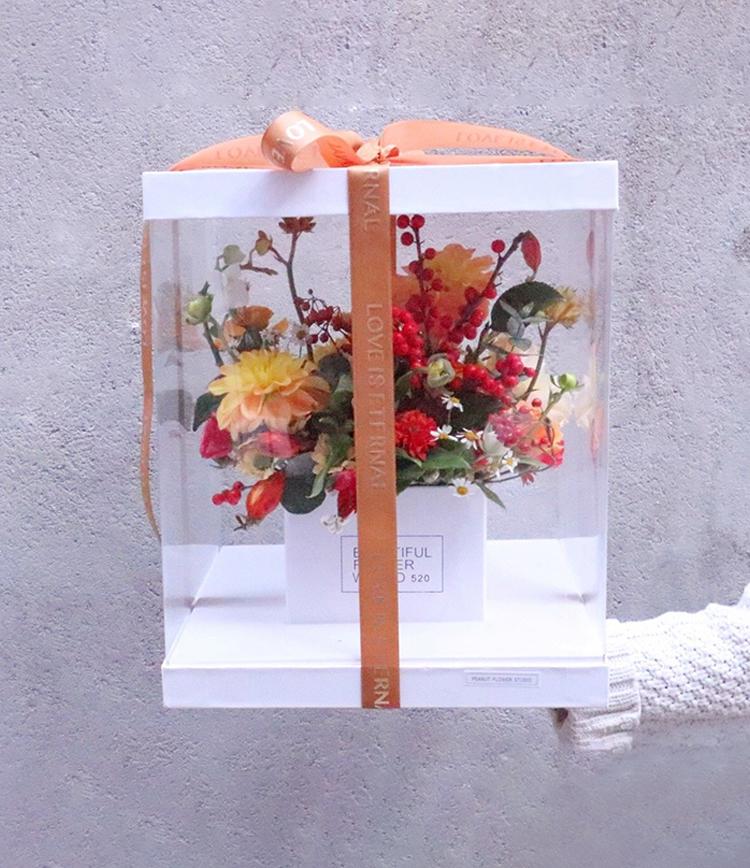 

1pcs Square panoramic bridal bouquet box cake portable box gift empty flower arrangement transparent