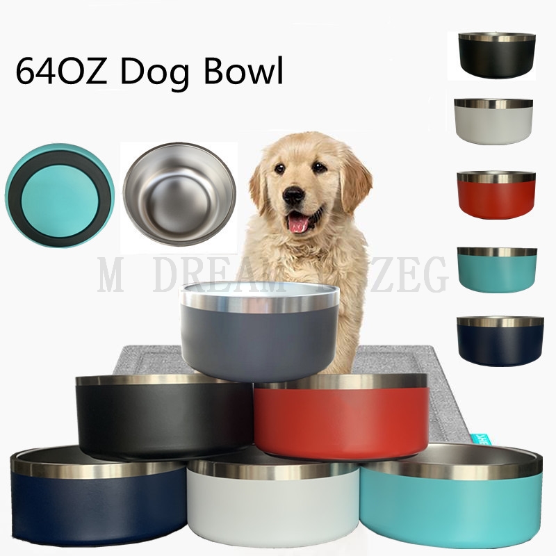 

Dog Bowl 64oz 1800ml 304 Stainless Steel Feeders Pet Feeding Feeder Water Food Station Solution Puppy Supplies