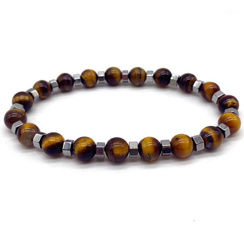 

Charm Bracelets Classic Geometric Bracelet For Men Natural Lava Stone Tiger Eye Vintage Strand Jewelry Gift1