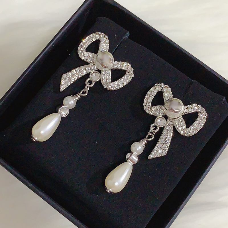 

2021 luxury jewelry women's designer Earrings c letter brand Bow Earrings 925 silver needle with box