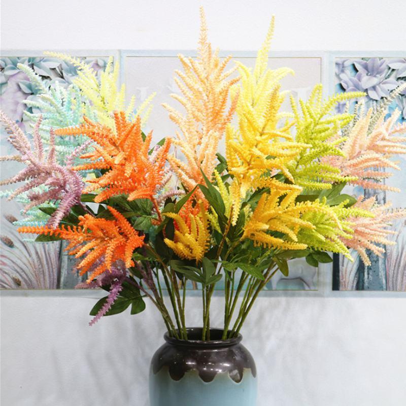 

3 Heads Artificial Flocking Flower Bouquet Farmhouse Style Simulation Flower Wedding Party Home Window Hotel Decor Fake, Blue