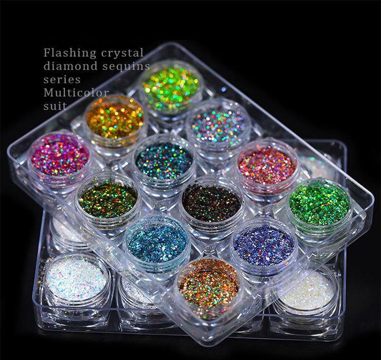 

12 Colors/set Nail Glitter Powders Flashing Crystal Diamond Sequins Series Multicolor Suit Fine Shinning Mixed Package sqcYhi bdehair