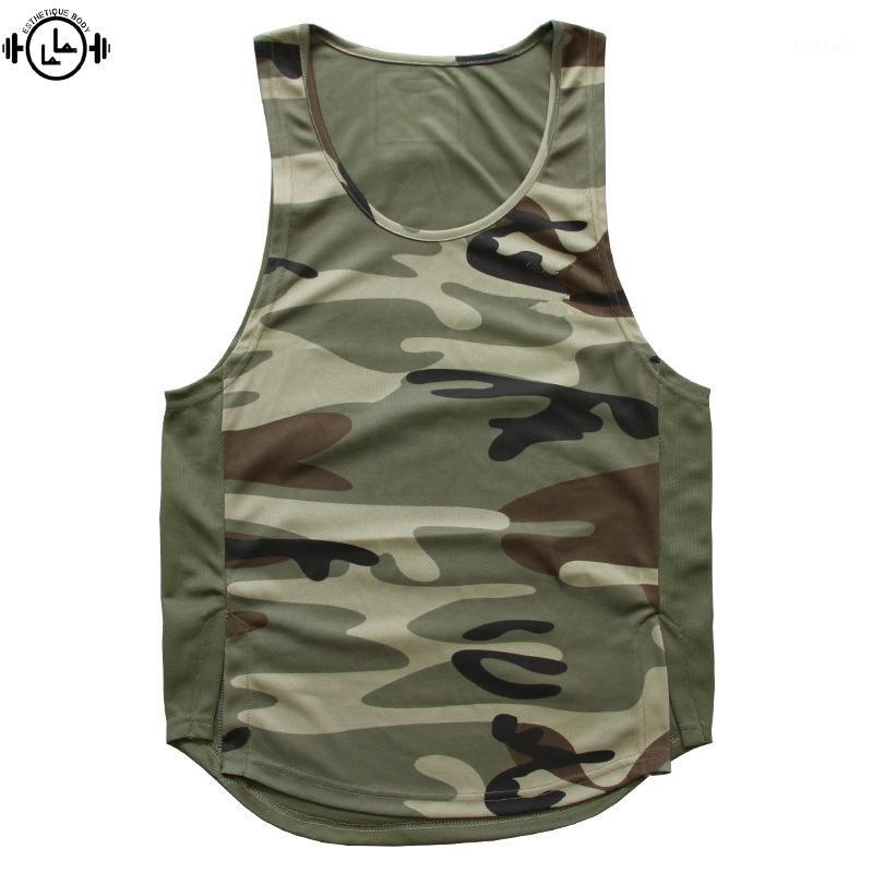 

Camouflage mesh stitching Men's Running Vest Gym Workout Fitness Muscle Sleeveless Shirt Tank Top Bodybuilding Tops1, Black