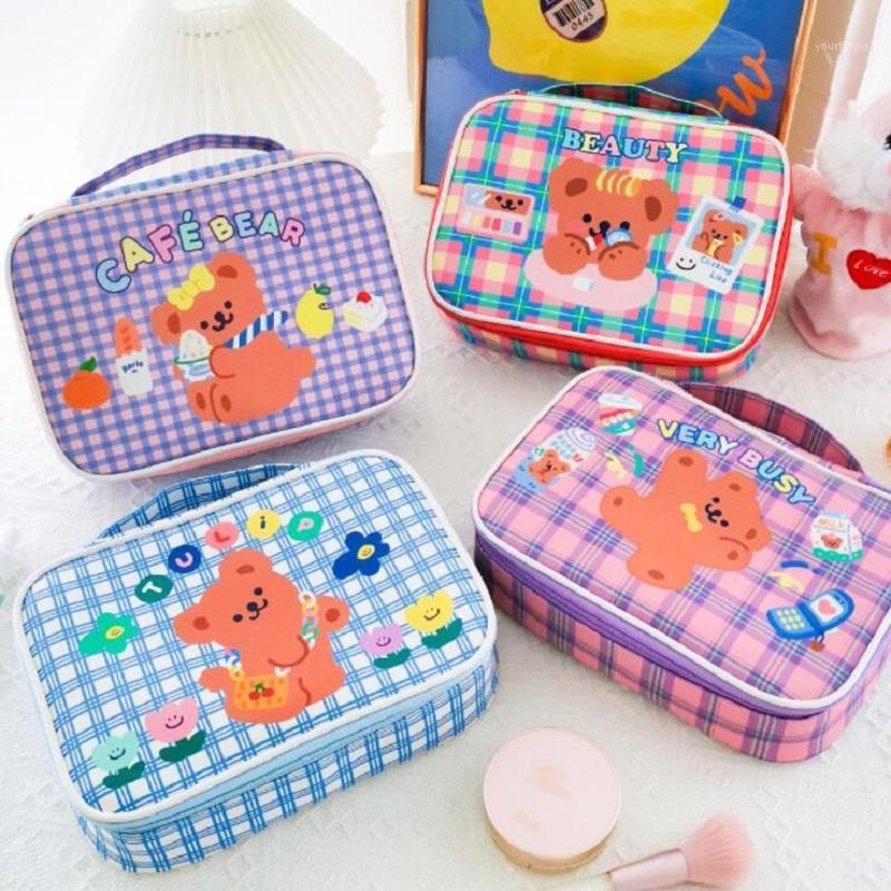 

Bentoy Milkjoy Korea Cute Bear Girls Cosmetic Case Large Capacity Make up Bag Home Storage Case1, Red