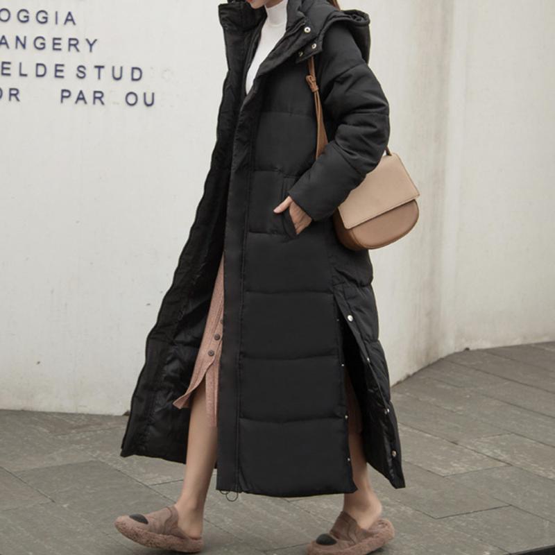 

Cotton Padded Jacket Female Parkas 2020 Long Thicken Winter Solid Color Fashionable Korean Simple Style Loose Women New, Beige