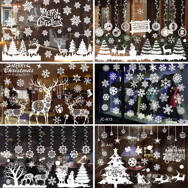 

Christmas Tree Snowflake Elk Window Stickers Merry Christmas Decorations for Home Navidad 2020 Ornaments Xmas New Year Gift 2021