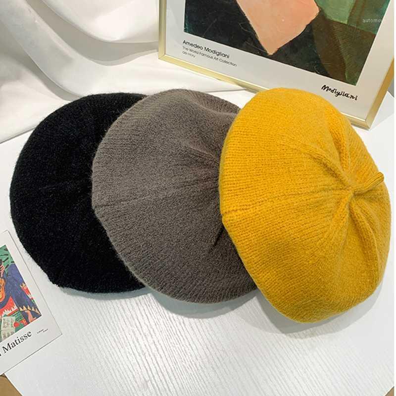 

Autumn Winter Wool Berets French Classic Solid wool Beret Women Painter hat Vintage Berets Caps Female Warm Walking Cap1, Black