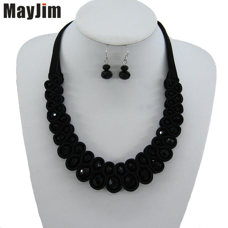

MayJim Statement Vintage Choker Big Crystal double Velvet Chain Necklace Black Women bohemian Necklaces Pendants Fashion