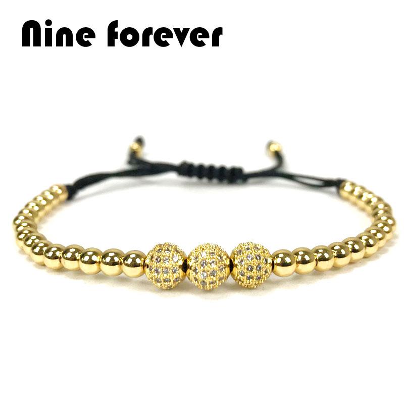 

Nine forever pulseras mujer moda 2020 beads bracelet 6mm white CZ ball Bracelets for women pulseira feminina christmas gift