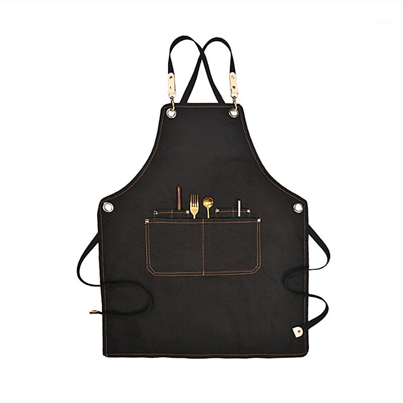 

Fashion home work cross webbing canvas apron can be customized LOGO restaurant milk shop beauty barber1