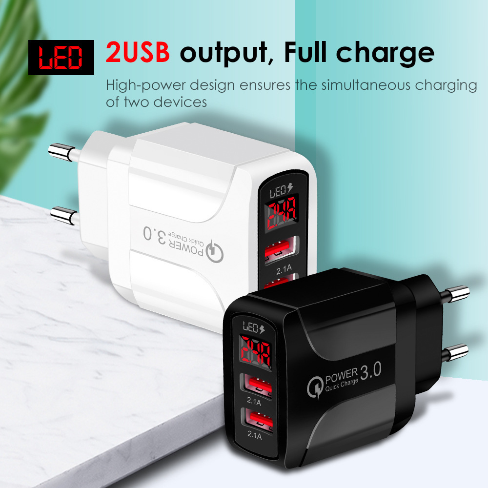 

Wall Charger 5V 2A Port Wall Charger 2 USB Power Adapter for Iphone Samsung Galaxy S6 S8 S10 Android Phone Pc Mp3