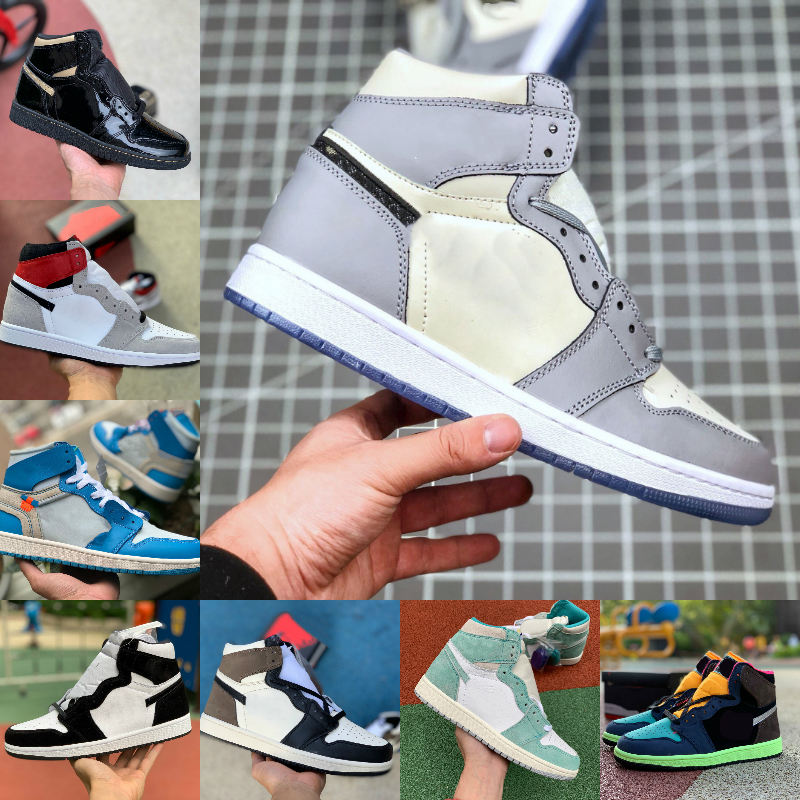 

High 1 1s Basketball Shoes Cheap Men Women Varsity Red LIGHTBULB Blue Fearless UNC Patent White BLACK ROYAL Green Toe DARK MOCHA Trainers S3, F1013