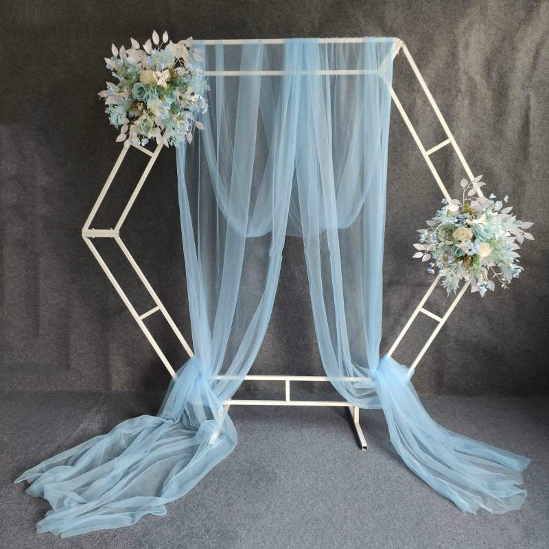 

Wedding Arched Hexagon Iron Background Decorative Shelf DIY Outdoor Wedding Family Party Background Geometric Arch Golden White