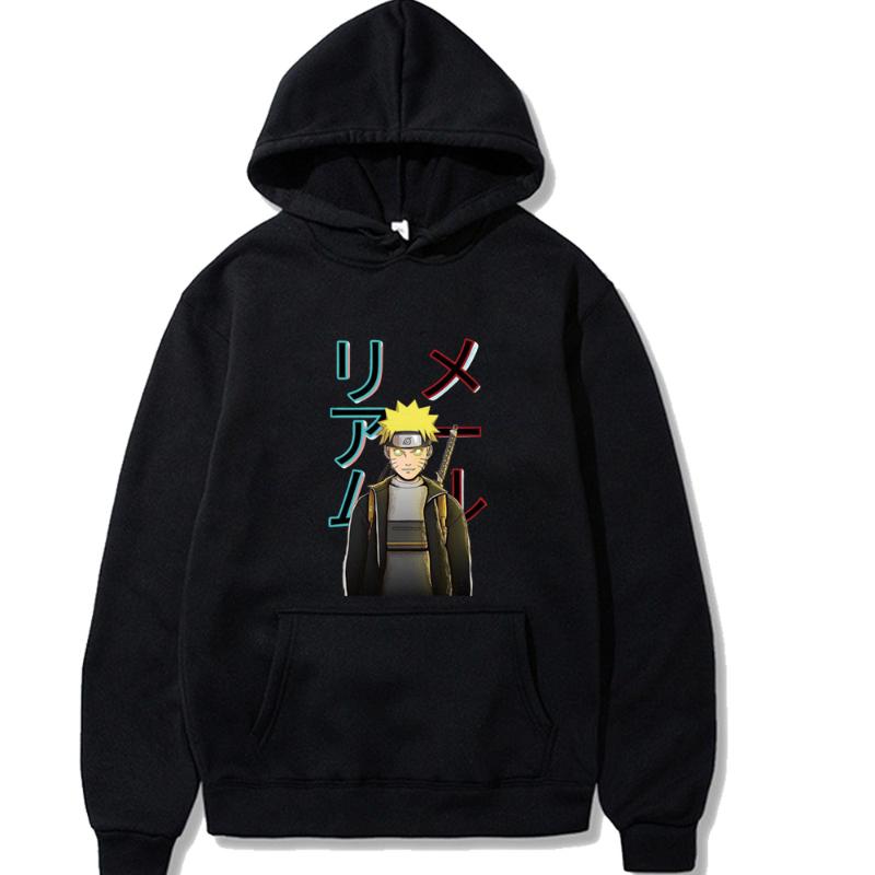 

Man Hoodie Hip Hop Pullovers Top Spring and Autumn Anime, Black