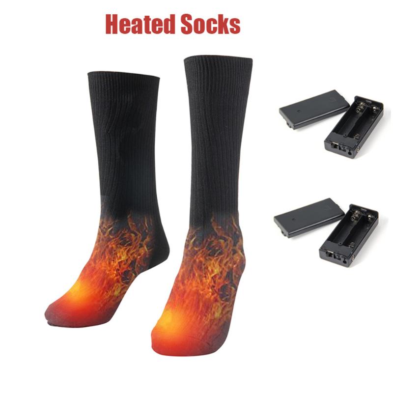 

3V Electric Socks Warming Socks Thermal Cotton Heated Men Women Battery Case Battery Operated Winter Foot Warmer, Black