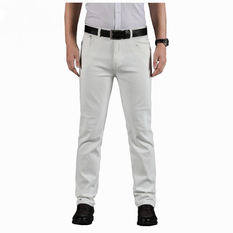 

White Jeans Men Casual Denim Stretch Pants Male Straight Stretch Regular Fit Business Long Trousers Fashion Jeans Large Size 40