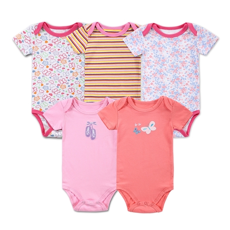 

3\5PCS Bodysuit 100%Cotton Infant Body Short Sleeves Jumpsuit Printed Boy Girl Bodysuits Baby Clothing 201216, Dh16312