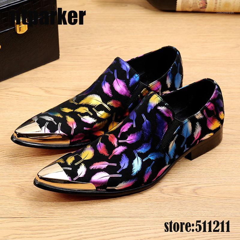

Italian Men Dress Shoes Genuine Leather Black with Colorful Flowers Oxford Shoes for Men Business Wedding Shoes, Big Size 38-461, As picture