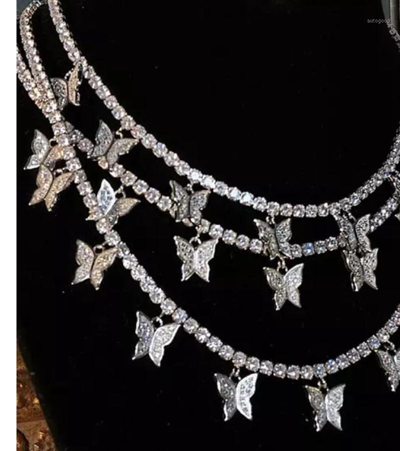 

Chains Butterfly Chain 4MM Tennis Choker Necklace Iced Out Cubic Zircon Bling Hip Hop Charm Jewelry For Men Women Gift1