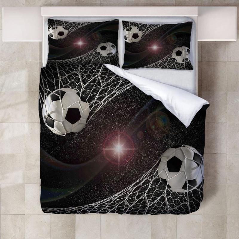 

3D Printing 3Pcs Black White Soft Duvet cover set Pillowcase Football Basketball Rugby Bedding Sets Bedclothes Boy Gift Textile