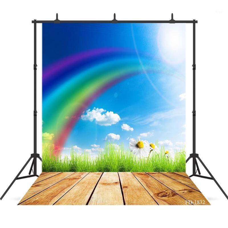 

Sky Rainbow Bokeh Wall Wood Floor Photography Backdrops Vinyl Backgrounds for Photo Studio Children Baby Shower Photophone1