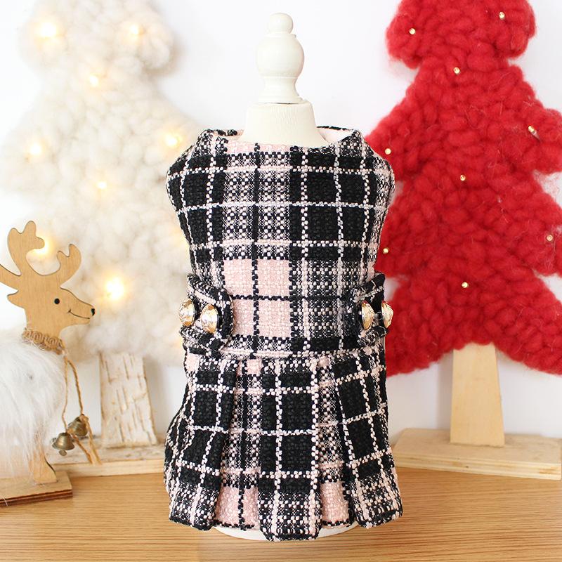 

Dog Clothes Black Pink Grid Cat Dog Dress Coat Jacket PET Clothing For Dogs Pet Winter Warm Products Puppy Teddy Chihuahua, As pic