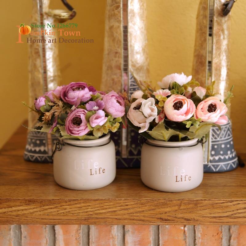 

Vintage Style Camellia Rose Artificial Flower,Small Bonsai Fake Flower Pot Indoor Green Plant,Desktop/Sink Decoration Flower Set, Dark