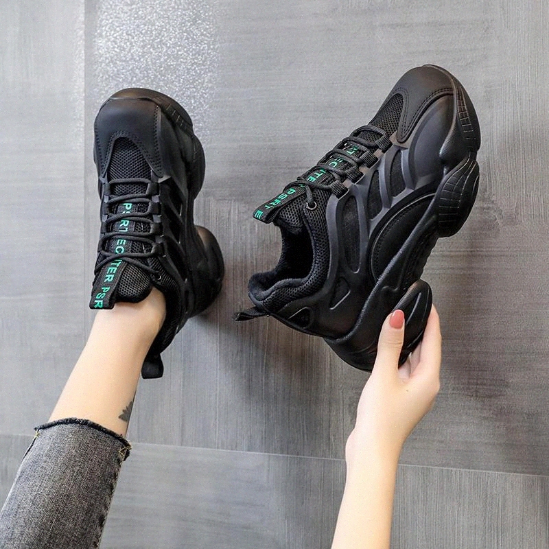 

Black Platform Sneakers Women Shoes Winter Plush Sneakers Casual Dad Shoes Women Vulcanized Basket Femme 2020 #Qq1F