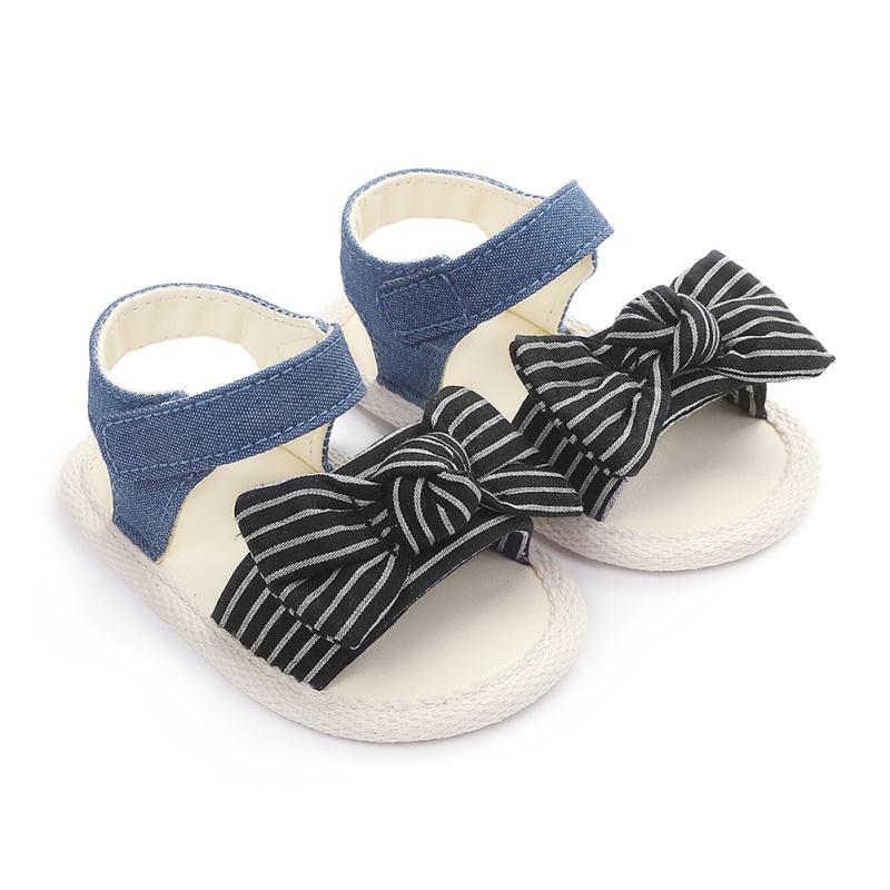

Girls Shoes First Walker Summer Striped Bow Princess Shoes Anti Slip Baby Newborn Baby First Walker, White