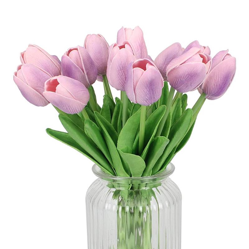 

18/22/24/30pcs Artificial mini tulip flower real touch wedding flower bouquet artificial silk flowers for home party decoration, 18pcs