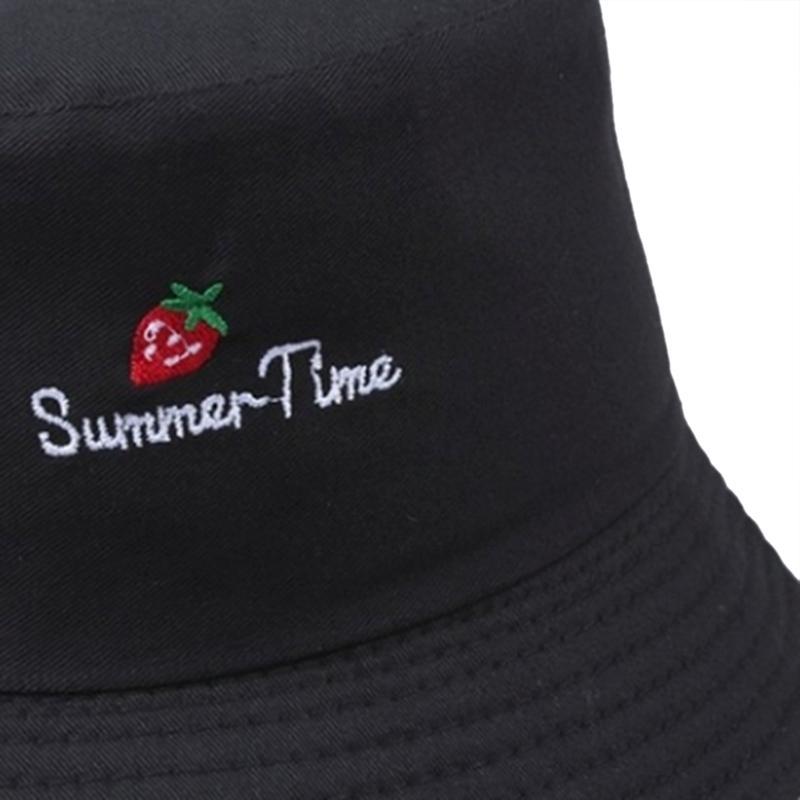 

Casual Cute Sun Hat Letter Strawberry Embroidery Bucket Hat Men Women Hip Hop Caps Summer Fold Beach, Pk