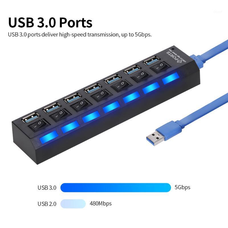 

7-Port USB 3.0 HUB USB Splitter 7 Ports Expander with Switch For PC1