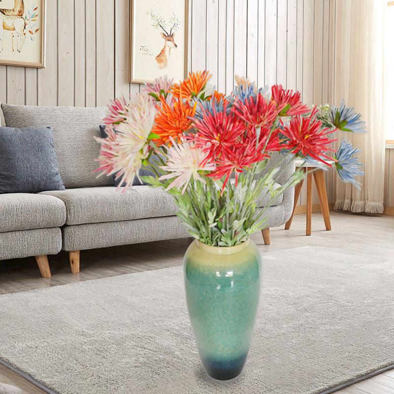 

75cm 3 forks crab claw chrysanthemum artificial flowers wedding flowers wedding hall home decoration plastic, Sky blue