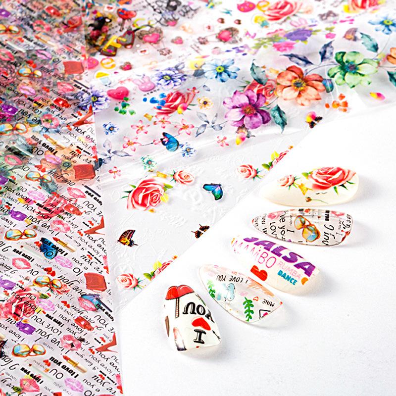 

4 Patterns Nail Art Deco Snake Starry Paper DIY Ornament Serpentine Flower Laser Paper Star Transfer Sticker Nail Art Decoration, Xkz-18-04